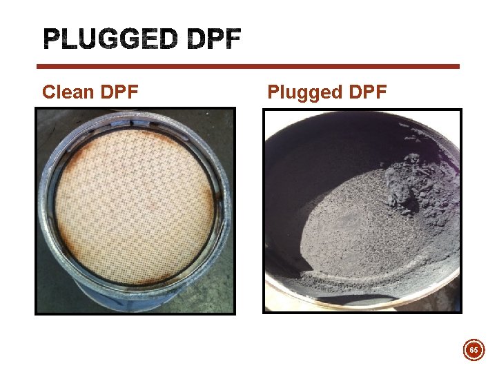 Clean DPF Plugged DPF 65 