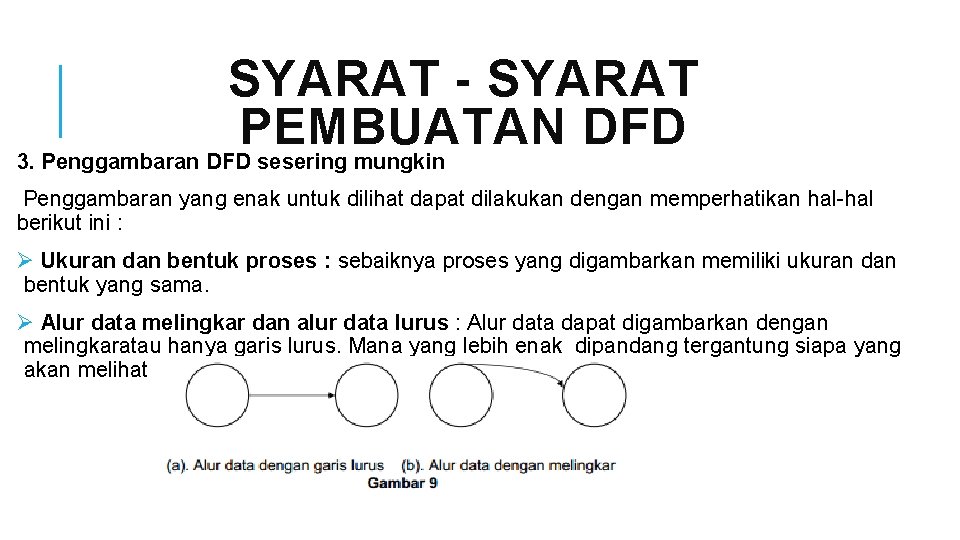 SYARAT - SYARAT PEMBUATAN DFD 3. Penggambaran DFD sesering mungkin Penggambaran yang enak untuk