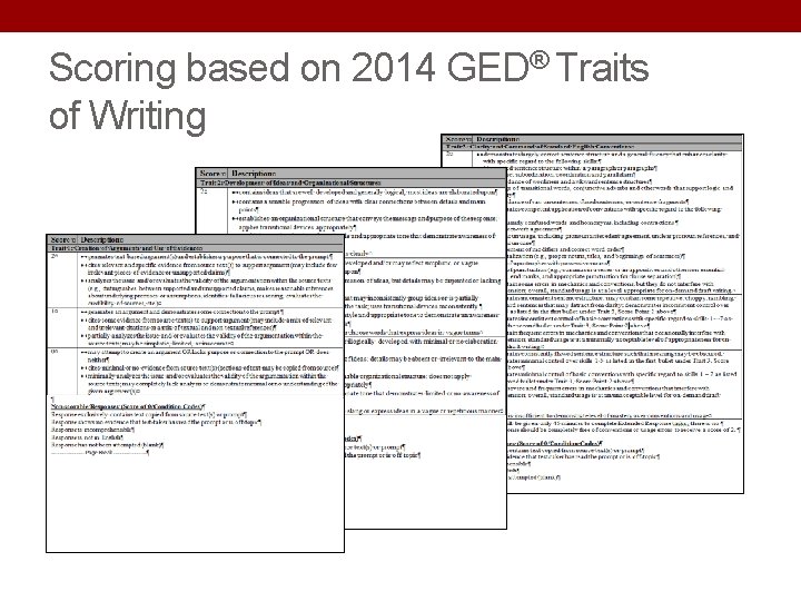 Scoring based on 2014 GED® Traits of Writing Scoring based on 2014 GED® Traits of Writing