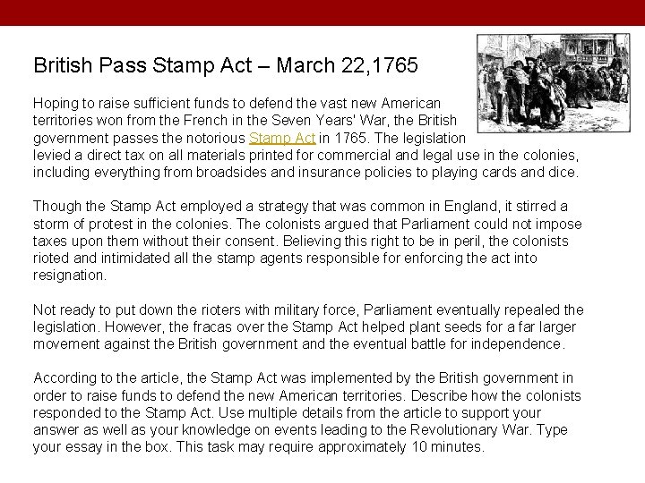 British Pass Stamp Act – March 22, 1765 Hoping to raise sufficient funds to British Pass Stamp Act – March 22, 1765 Hoping to raise sufficient funds to