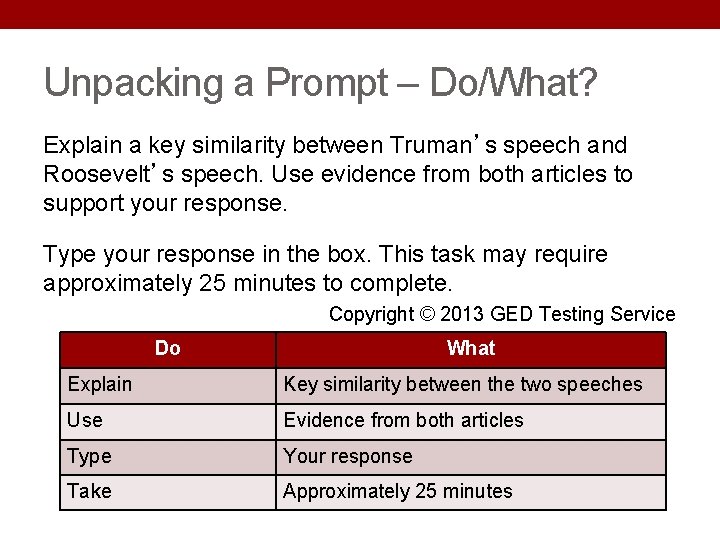 Unpacking a Prompt – Do/What? Explain a key similarity between Truman’s speech and Roosevelt’s Unpacking a Prompt – Do/What? Explain a key similarity between Truman’s speech and Roosevelt’s