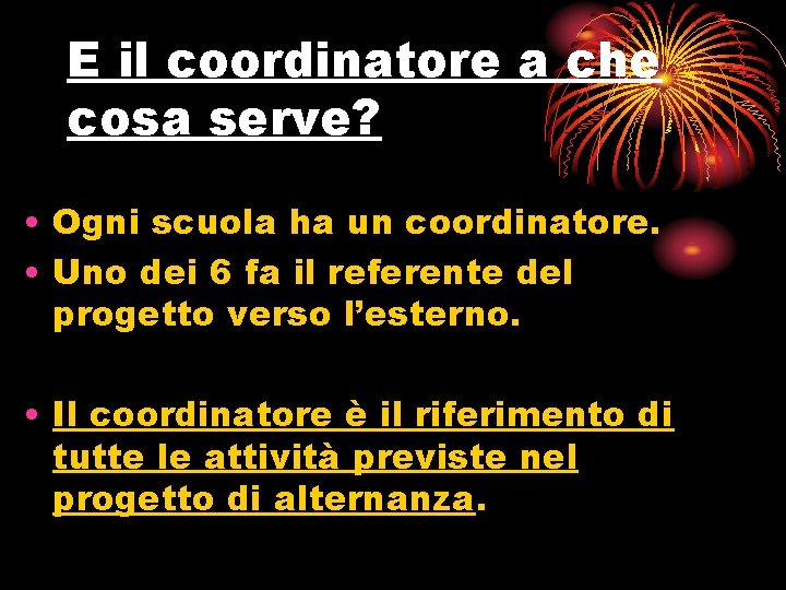 E il coordinatore a che cosa serve? • Ogni scuola ha un coordinatore. •