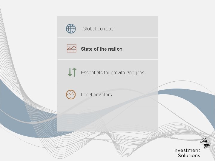 Global context State of the nation Essentials for growth and jobs Local enablers � Global context State of the nation Essentials for growth and jobs Local enablers �
