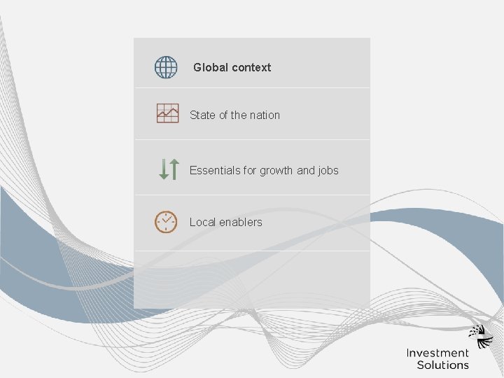 Global context State of the nation Essentials for growth and jobs Local enablers � Global context State of the nation Essentials for growth and jobs Local enablers �