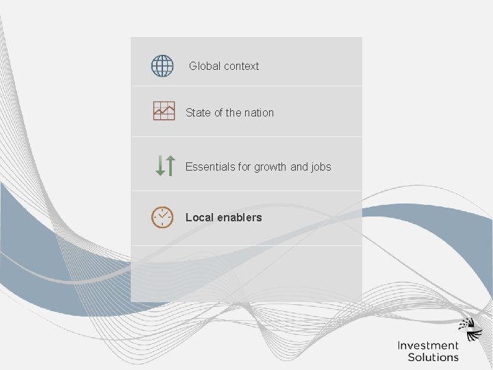 Global context State of the nation Essentials for growth and jobs Local enablers � Global context State of the nation Essentials for growth and jobs Local enablers �