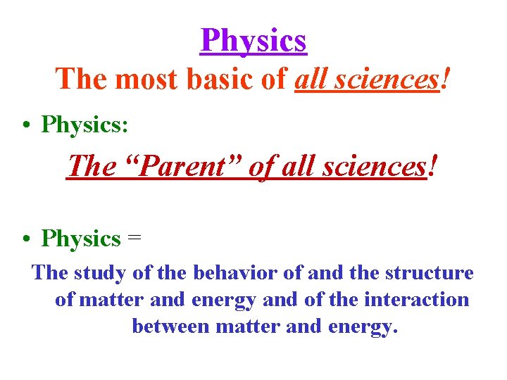 Ch 1 Introduction Measurement Estimating Physics The most