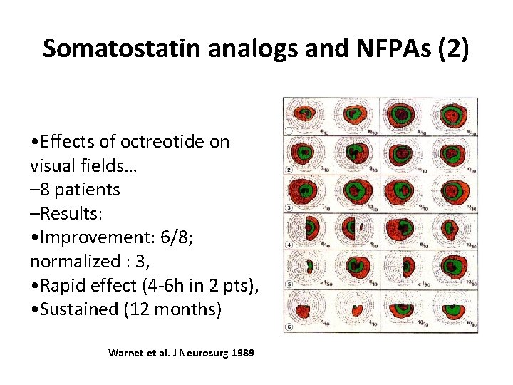 Somatostatin analogs and NFPAs (2) • Effects of octreotide on visual fields… – 8