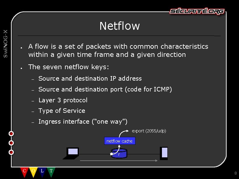 Swi. NOG-X Netflow ● ● A flow is a set of packets with common
