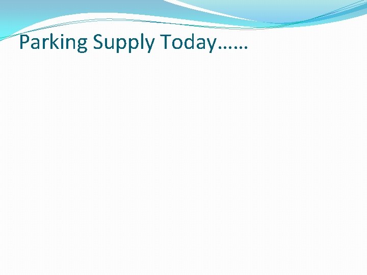 Parking Supply Today…… Parking Supply Today……