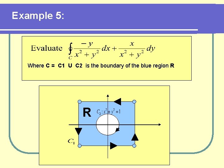 Example 5: Where C = C 1 U C 2 is the boundary of