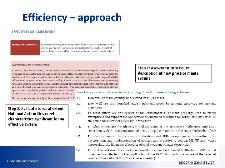 Efficiency – approach Step 1: Answer to core issues, description of how practice meets Efficiency – approach Step 1: Answer to core issues, description of how practice meets
