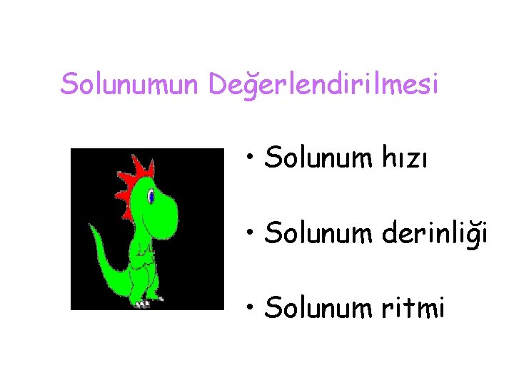 Solunumun Değerlendirilmesi • Solunum hızı • Solunum derinliği • Solunum ritmi 