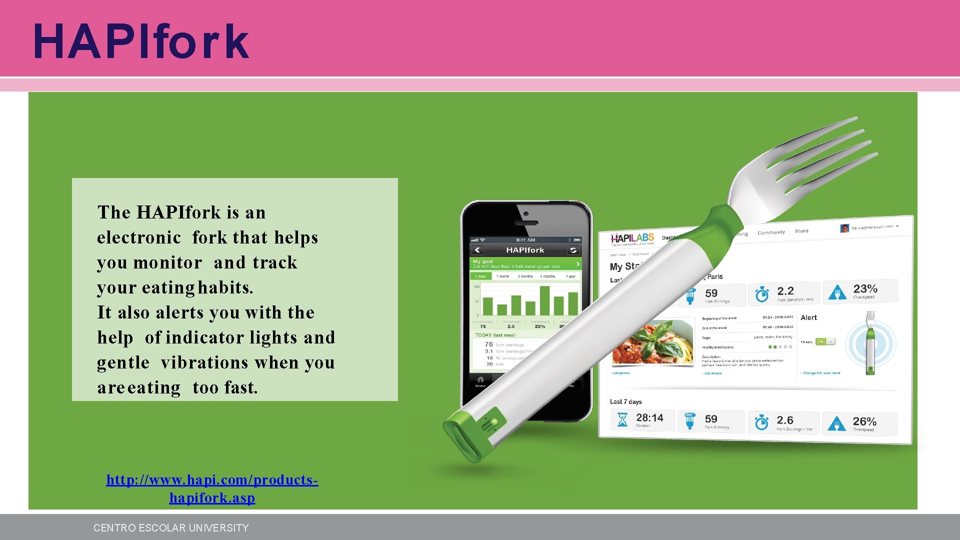 HAPIfork The HAPIfork is an electronic fork that helps you monitor and track your HAPIfork The HAPIfork is an electronic fork that helps you monitor and track your