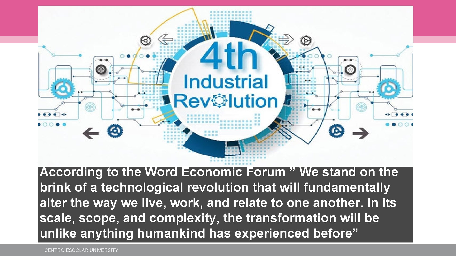 According to the Word Economic Forum ” We stand on the brink of a According to the Word Economic Forum ” We stand on the brink of a