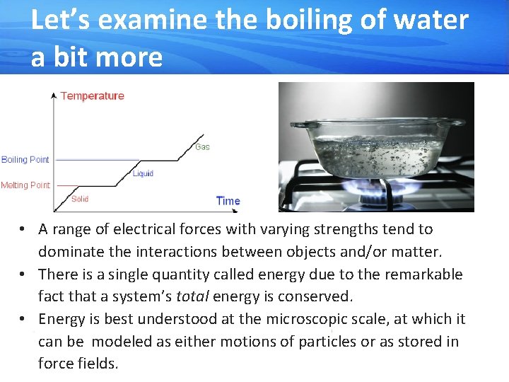 Let’s examine the boiling of water a bit more • A range of electrical