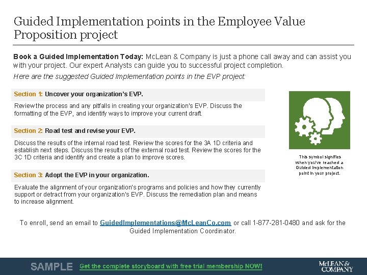 Guided Implementation points in the Employee Value Proposition project Book a Guided Implementation Today: