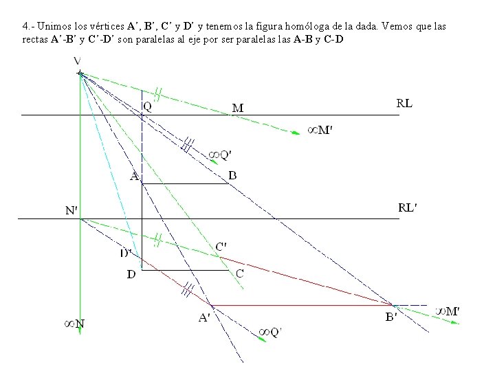 4. - Unimos los vértices A’, B’, C’ y D’ y tenemos la figura