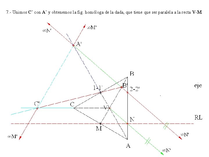 7. - Unimos C’ con A’ y obtenemos la fig. homóloga de la dada,