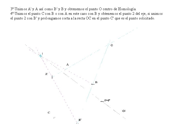 3º Unimos A' y A así como B' y B y obtenemos el punto