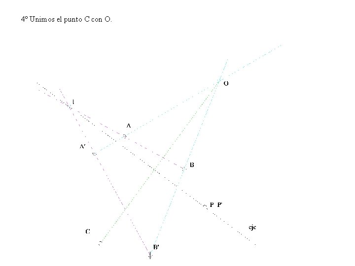 4º Unimos el punto C con O. 