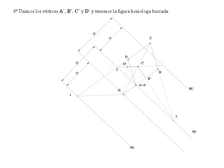 6º Unimos los vértices A’, B’, C’ y D’ y tenemos la figura homologa