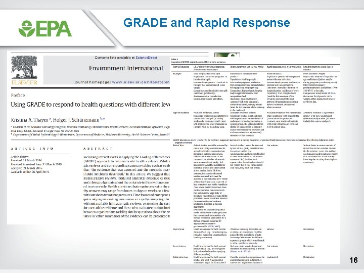 GRADE and Rapid Response 16 