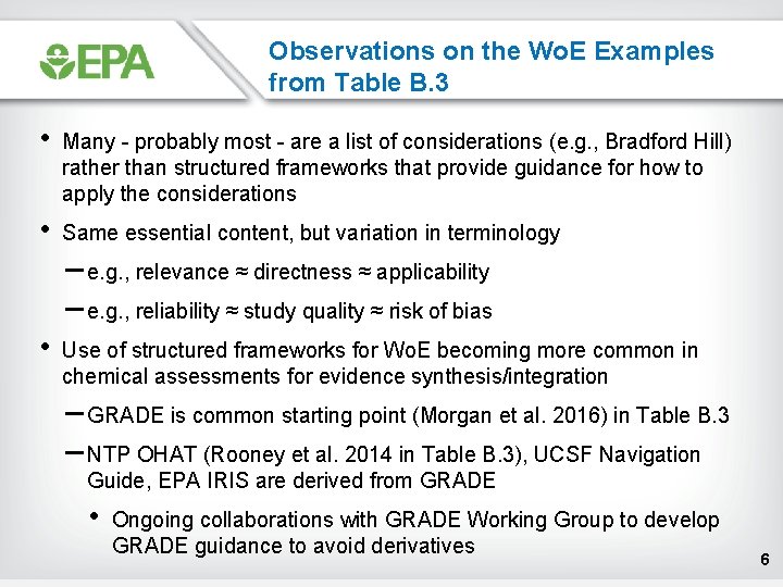 Observations on the Wo. E Examples from Table B. 3 • Many - probably