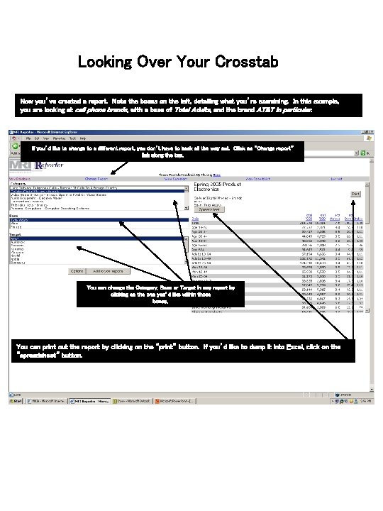 Looking Over Your Crosstab Now you’ve created a report. Note the boxes on the