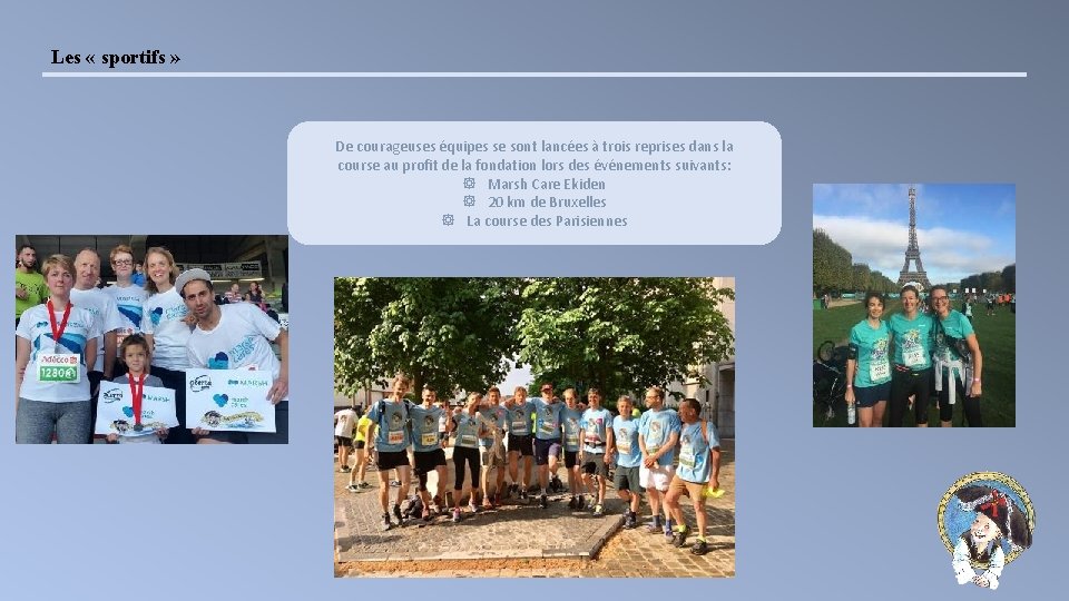 Les « sportifs » De courageuses équipes se sont lancées à trois reprises dans