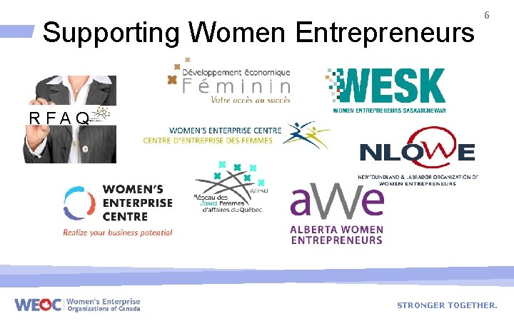 Supporting Women Entrepreneurs 6 RFAQ STRONGER TOGETHER. 