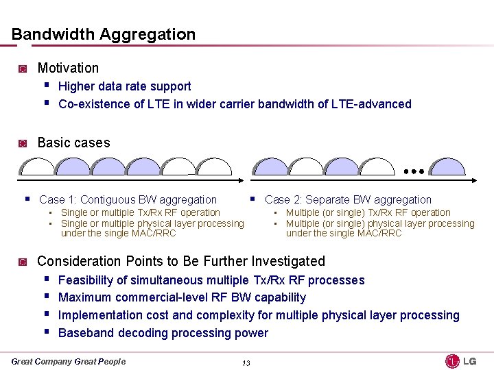 Bandwidth Aggregation ◙ Motivation § Higher data rate support § Co-existence of LTE in