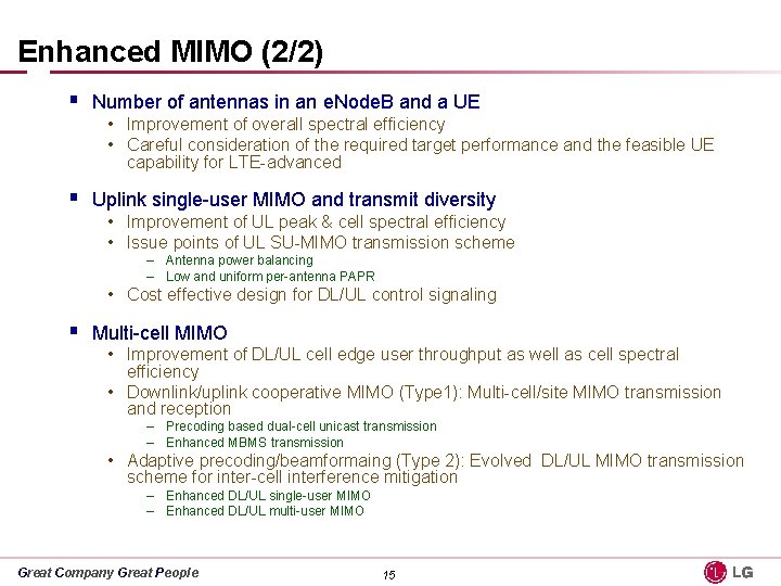 Enhanced MIMO (2/2) § Number of antennas in an e. Node. B and a