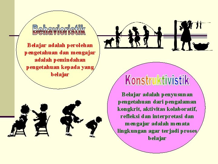 Belajar adalah perolehan pengetahuan dan mengajar adalah pemindahan pengetahuan kepada yang belajar Belajar adalah