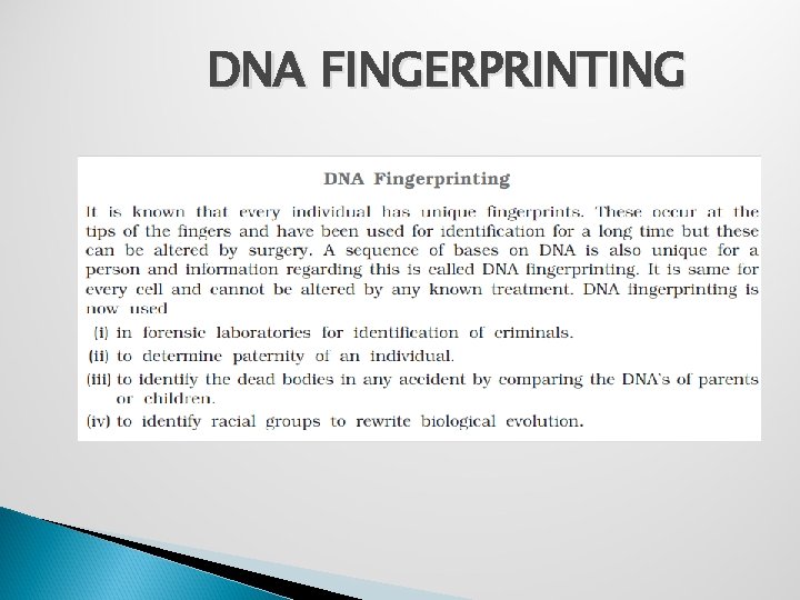 DNA FINGERPRINTING 