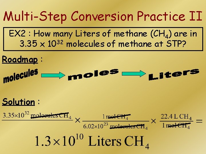 Multi-Step Conversion Practice II EX 2 : How many Liters of methane (CH 4)