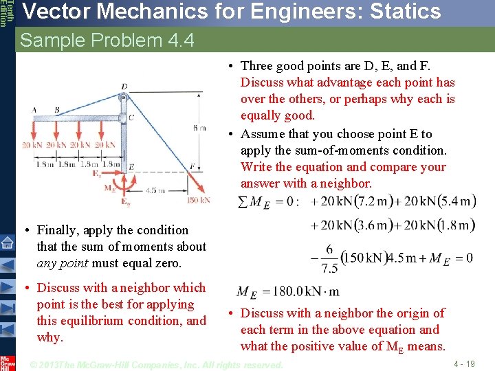 Tenth Edition Vector Mechanics for Engineers: Statics Sample Problem 4. 4 • Three good