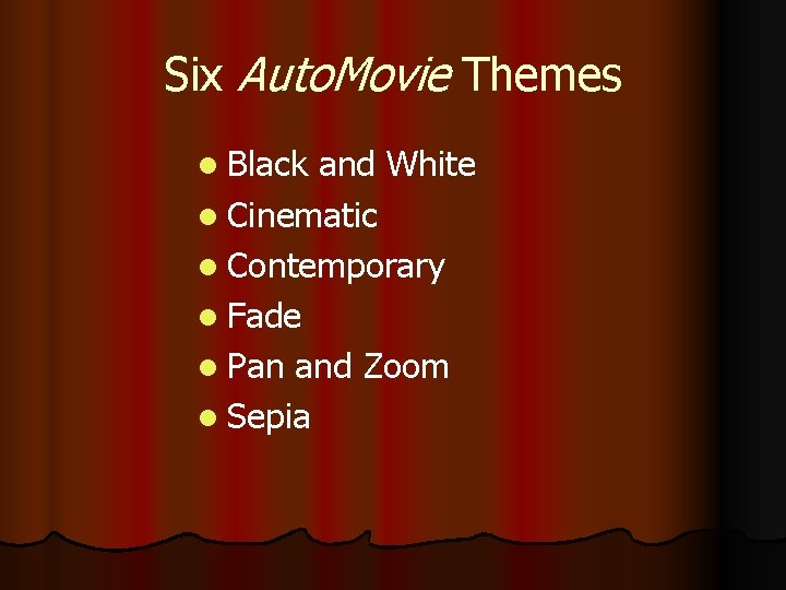 Six Auto. Movie Themes l Black and White l Cinematic l Contemporary l Fade