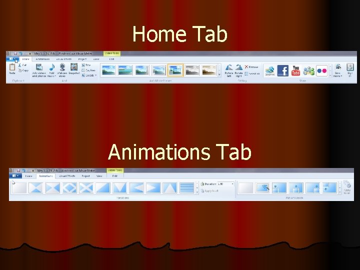 Home Tab Animations Tab 