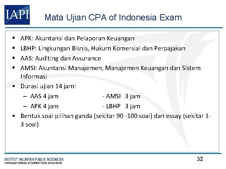 Mata Ujian CPA of Indonesia Exam APK: Akuntansi dan Pelaporan Keuangan LBHP: Lingkungan Bisnis,