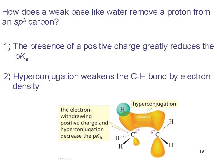 How does a weak base like water remove a proton from an sp 3