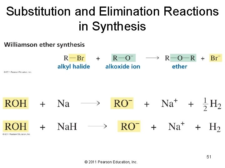 Substitution and Elimination Reactions in Synthesis 51 © 2011 Pearson Education, Inc. 