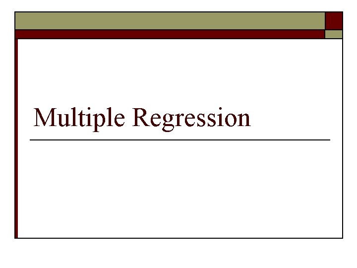 Multiple Regression 