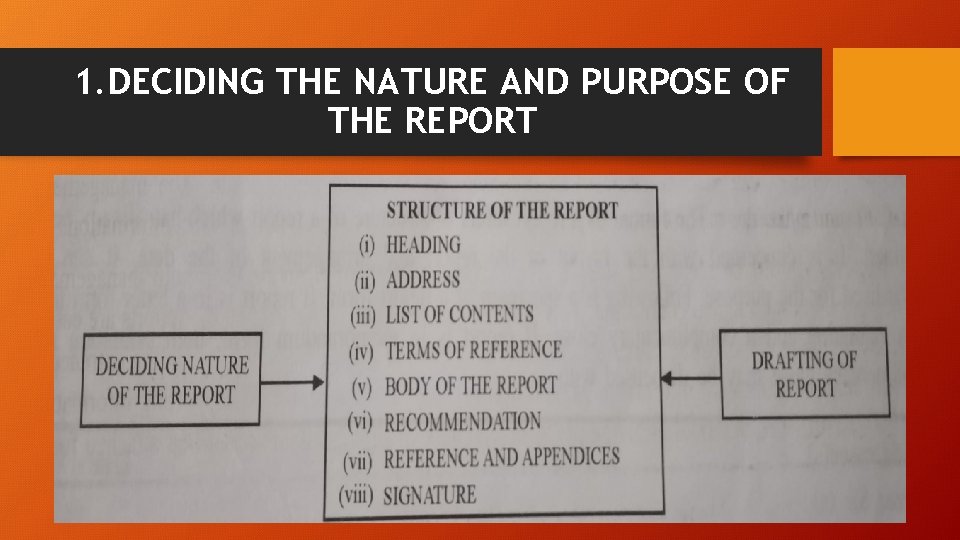 1. DECIDING THE NATURE AND PURPOSE OF THE REPORT 