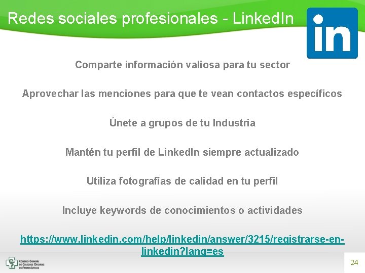 Redes sociales profesionales - Linked. In Comparte información valiosa para tu sector Aprovechar las