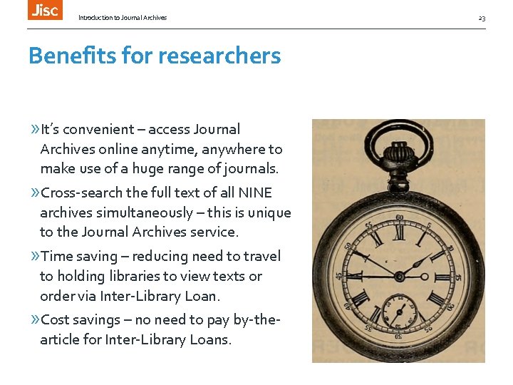 Introduction to Journal Archives Over 9 million articles
