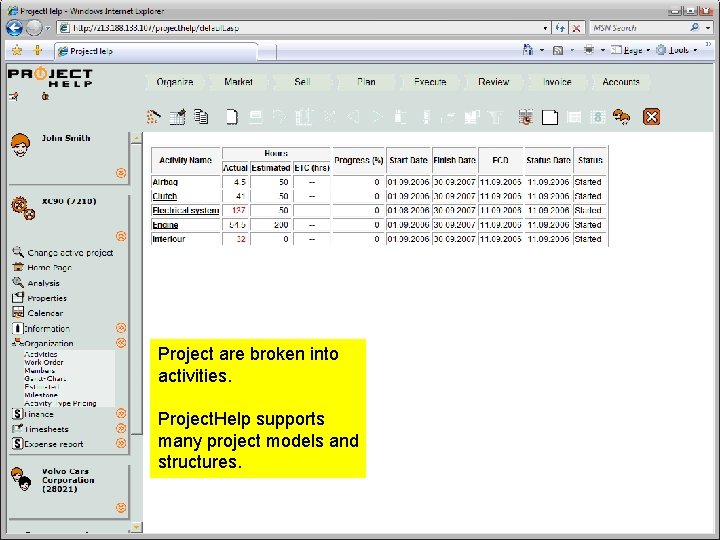 Project are broken into activities. Project. Help supports many project models and structures. Professional Project are broken into activities. Project. Help supports many project models and structures. Professional