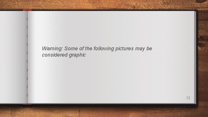 Warning: Some of the following pictures may be considered graphic 12 Warning: Some of the following pictures may be considered graphic 12