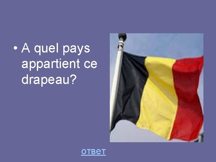  • A quel pays appartient ce drapeau? ответ 