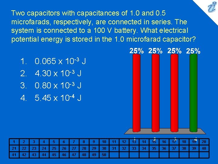 Two capacitors with capacitances of 1. 0 and 0. 5 microfarads, respectively, are connected