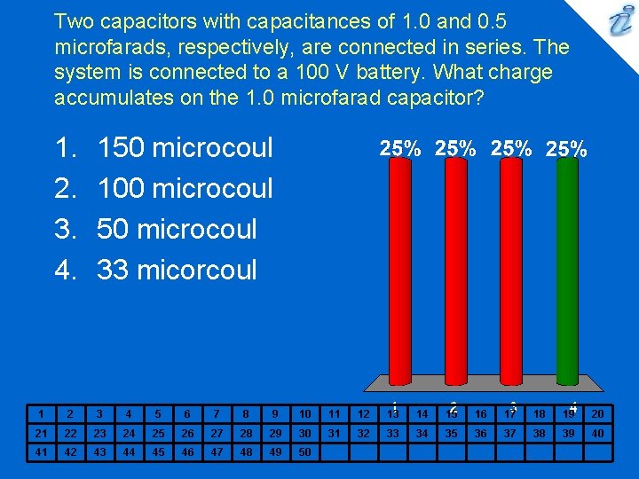 Two capacitors with capacitances of 1. 0 and 0. 5 microfarads, respectively, are connected